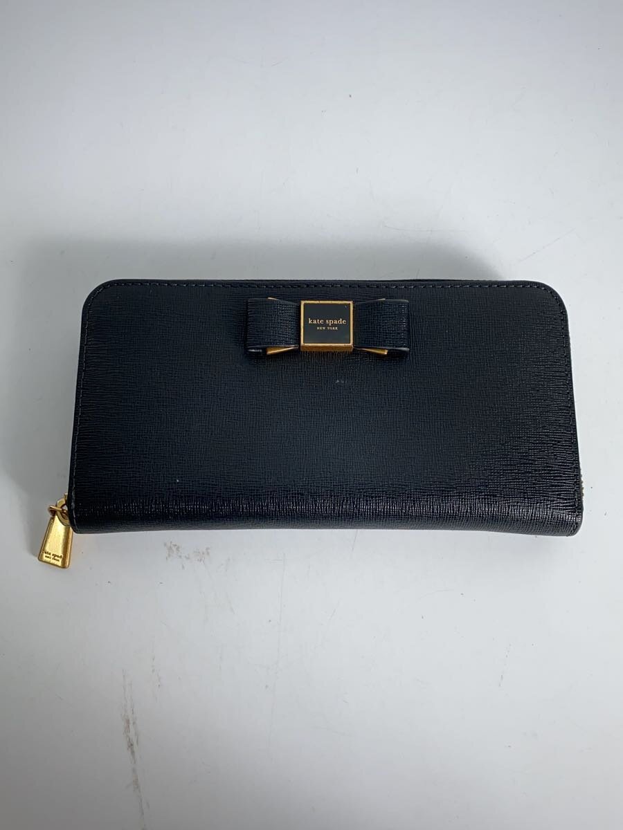 【中古】kate spade new york◆長財布/レザー/BLK/レディース【服飾雑貨他】