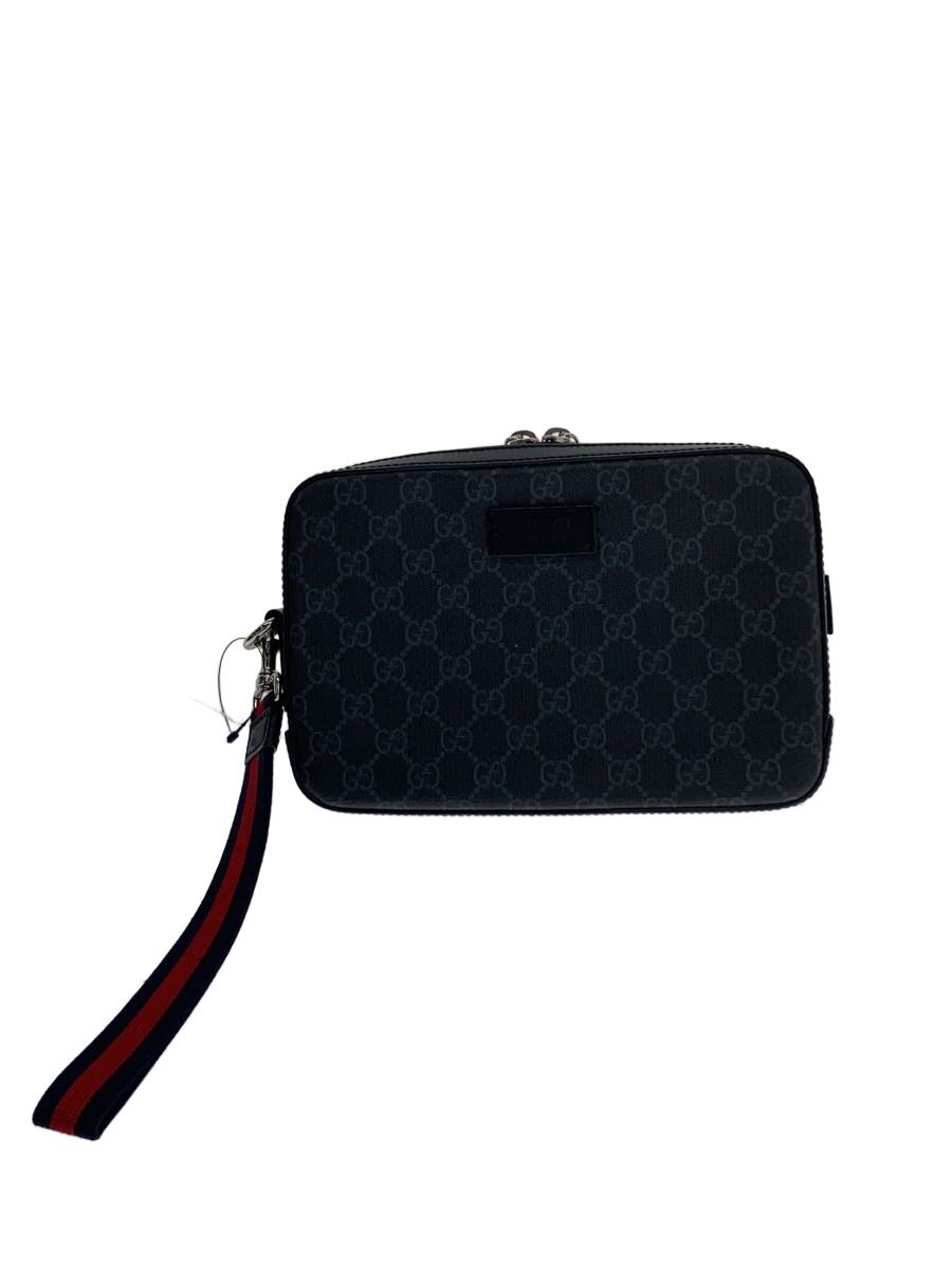 【中古】GUCCI◆セカンドバッグ_GGスプリーム_ウェブ/--/GRY//【バッグ】