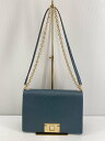 【中古】FURLA◆MIMICrossbody/ショルダーバッグ/チェーン/フラップ/GRN【バッグ】