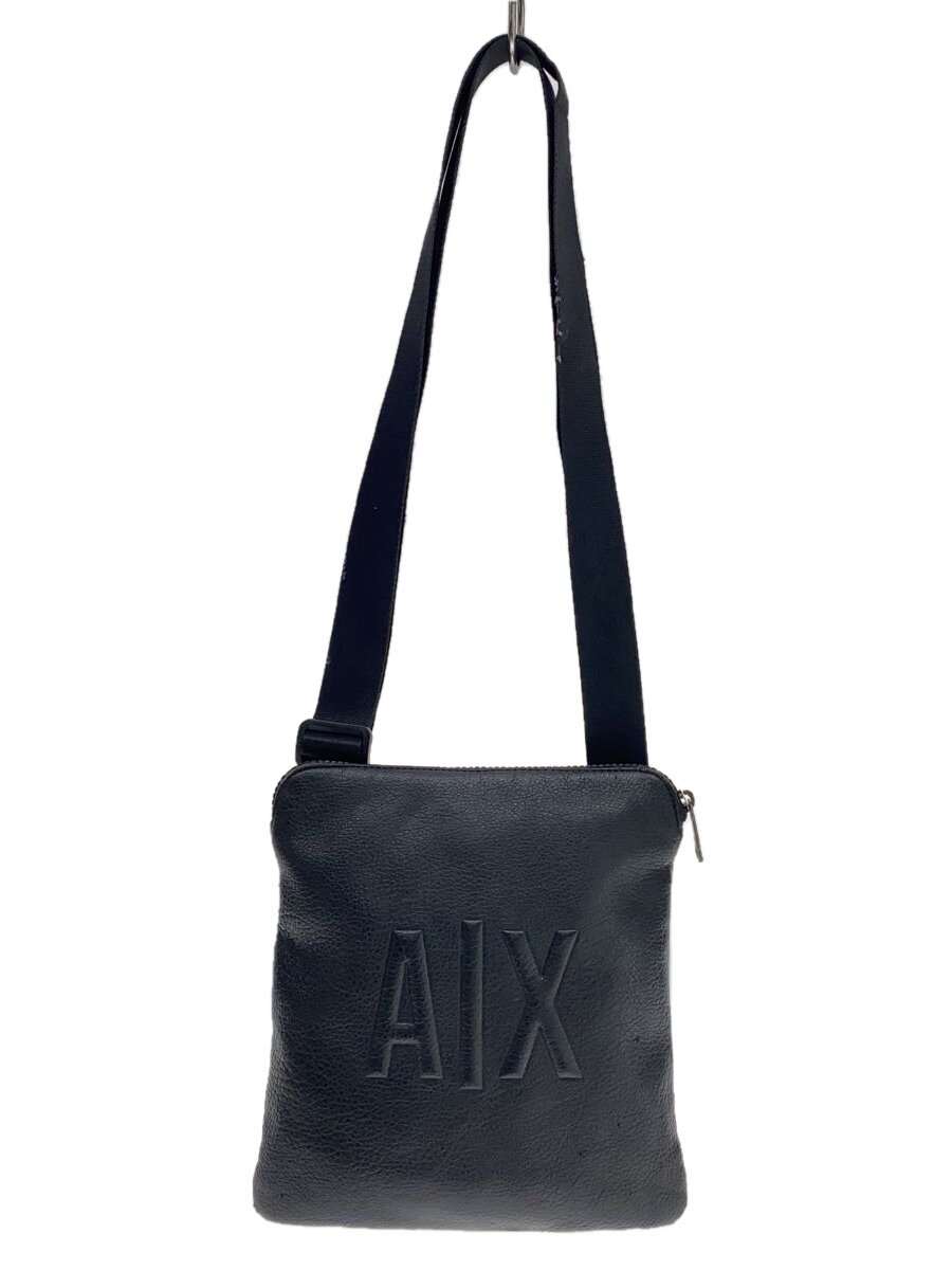 C, D, T, R, W - 【中古】ARMANI EXCHANGE◆ショルダーバッグ/レザー/BLK/無地【バッグ】