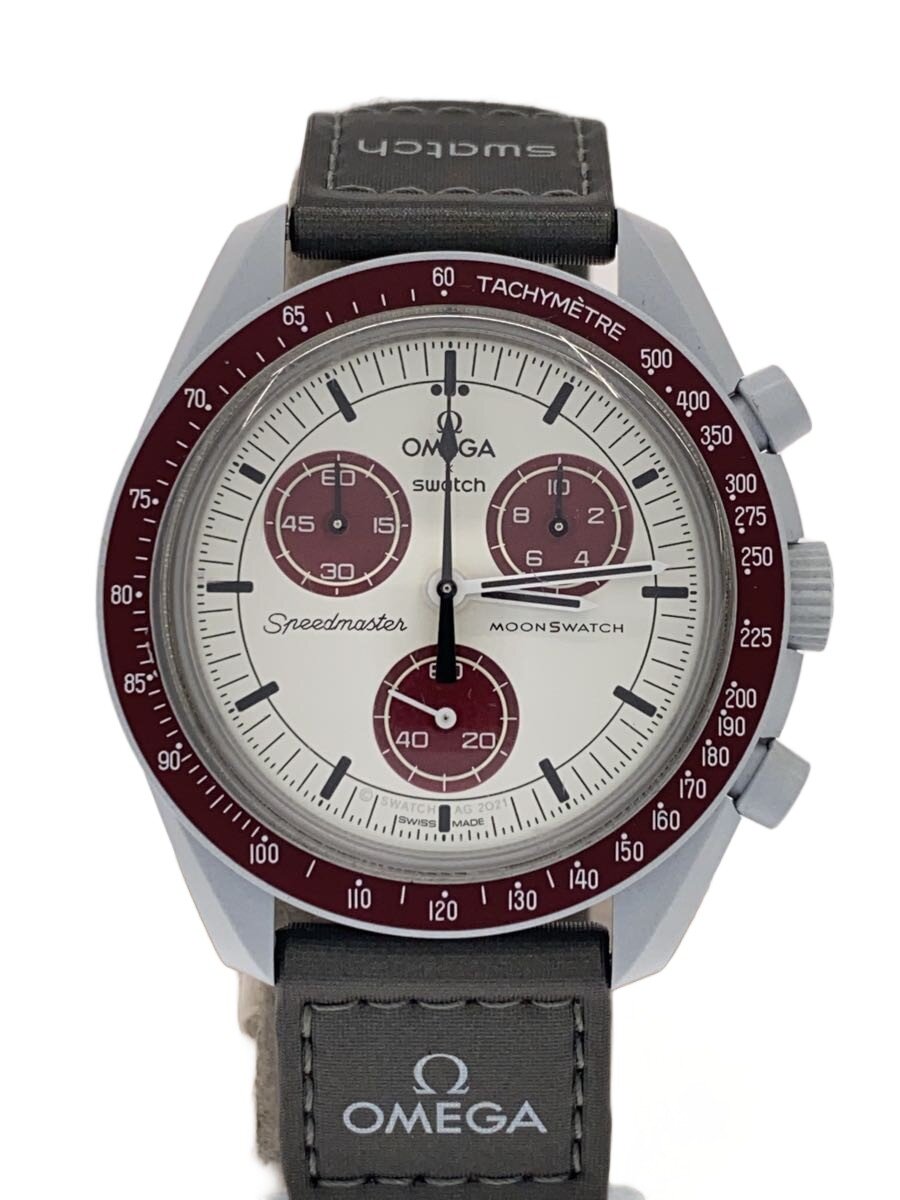 【中古】OMEGA◆OMEGA×SWATCH_ムーンスウォッチ_ミッショントゥザプルート_QZ_CE/ナイロン_42mm/アナログ/【服飾雑貨他】