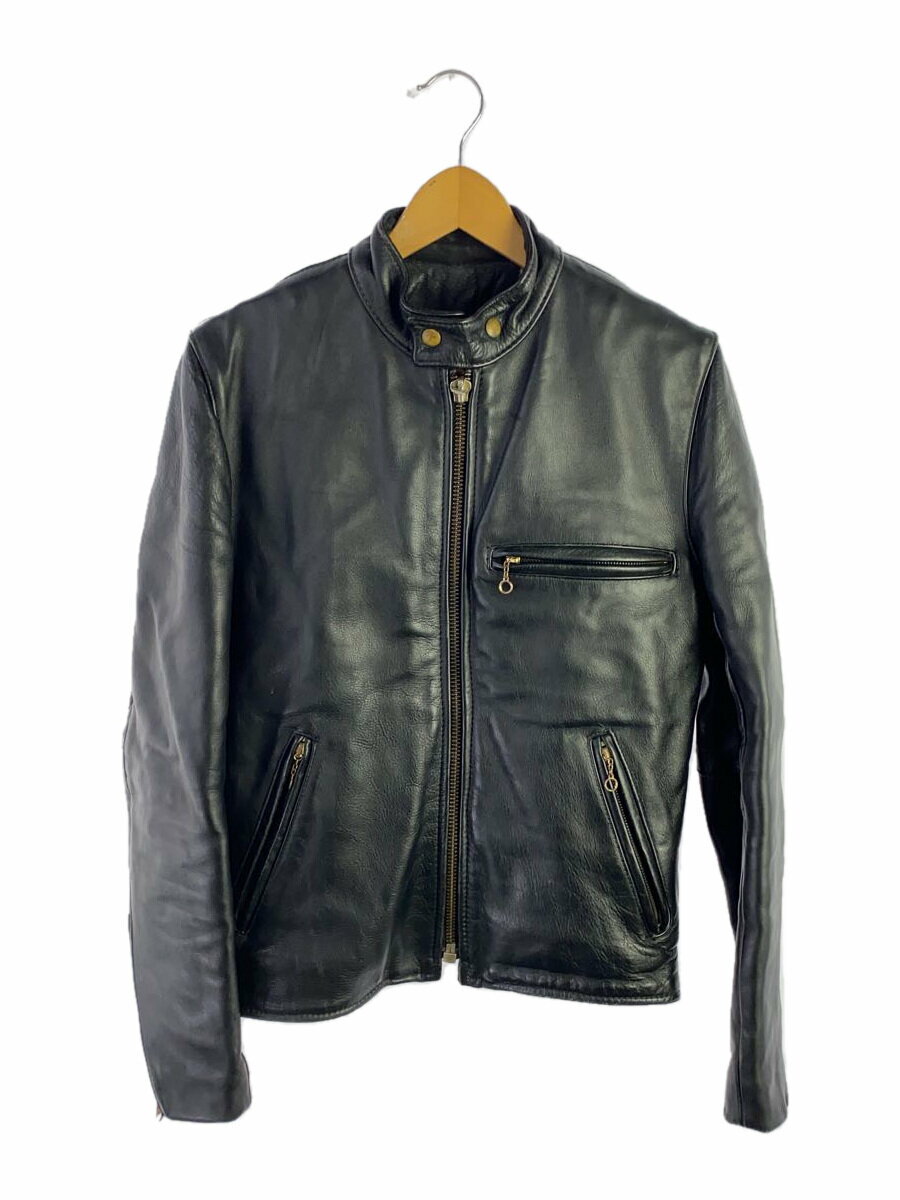 【中古】VANSON◆レザージャケット・ブルゾン/38/牛革/BLK/無地【メンズウェア】