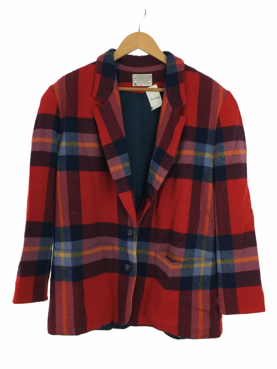 【中古】PENDLETON◆テーラードジャケット/--/ウール/RED/チェック/70s//【メンズウェア】