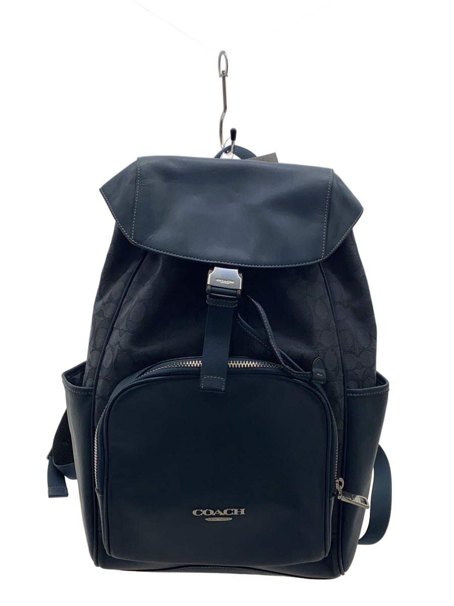美品 COACH コーチ レザーリュック ブラック/ブルー 2349200576112-01.jpg