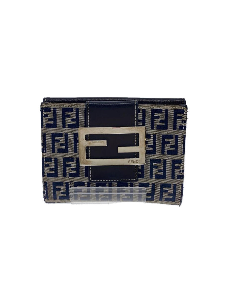 【中古】FENDI◆2つ折り財布/--/GRY/総