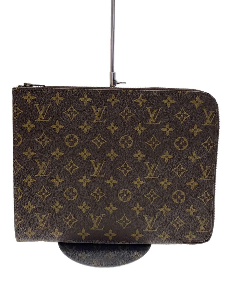 【中古】LOUIS VUITTON◆ポッシュ・ドキュマン_モノグラム・キャンバス_BRW/PVC/BRW【バッグ】