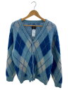 【中古】Needles◆Mohair Cardigan/モヘア/ブルー/チェック/アーガイル/LQ271【メンズウェア】
