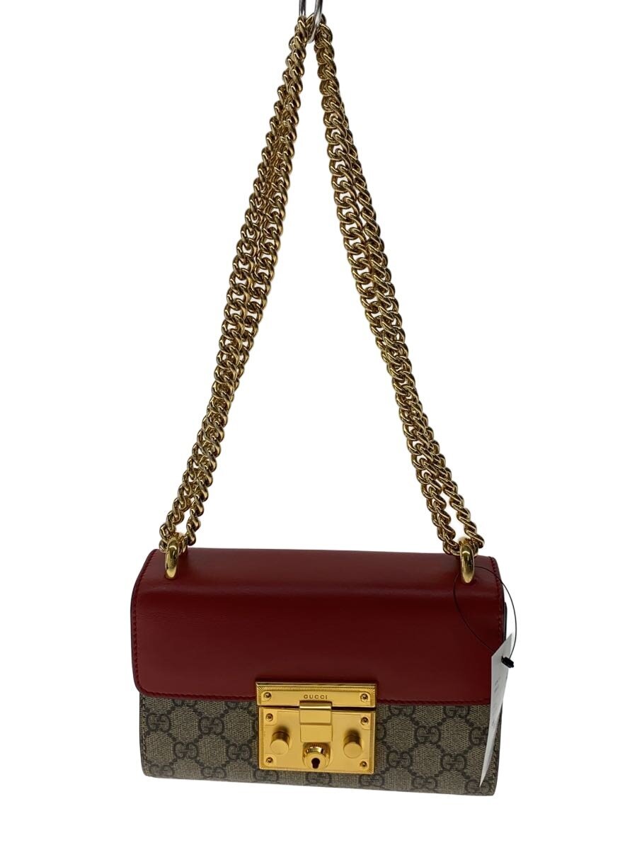 GUCCI - 【中古】GUCCI◆スモール・チェーン・ショルダーバッグ_パドロック_GGスプリーム/キャンバス/BEG【バッグ】