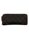 【中古】LOUIS VUITTON◆ポルト・フォイユ・クレマンス_モノグラム・キャンバス_BRW_フューシャ/PVC/BRW/レディース【服飾雑貨他】