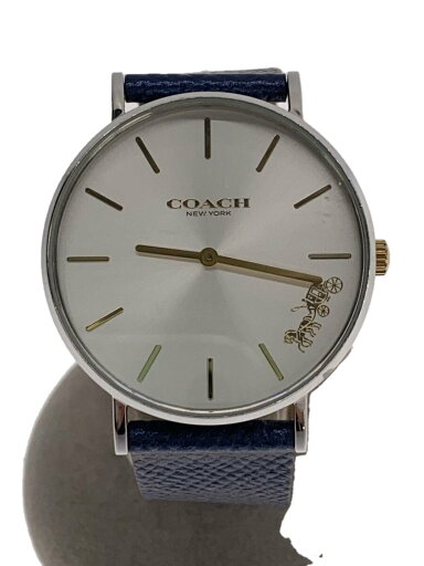 【中古】COACH◆クォーツ腕時計/アナログ/レザー/SLV/NVY【服飾雑貨他】 【中古】COACH◆クォーツ腕時計/アナログ/レザー/SLV/NVY【服飾雑貨他】