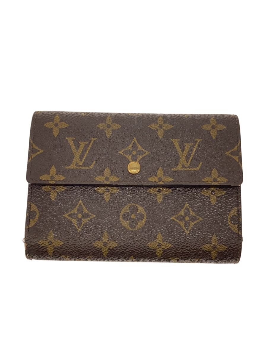 【中古】LOUIS VUITTON◆ポルト・トレゾール・エテュイ・パピエ_モノグラム・キャンバス/PVC/BRW/レディース【服飾雑貨他】
