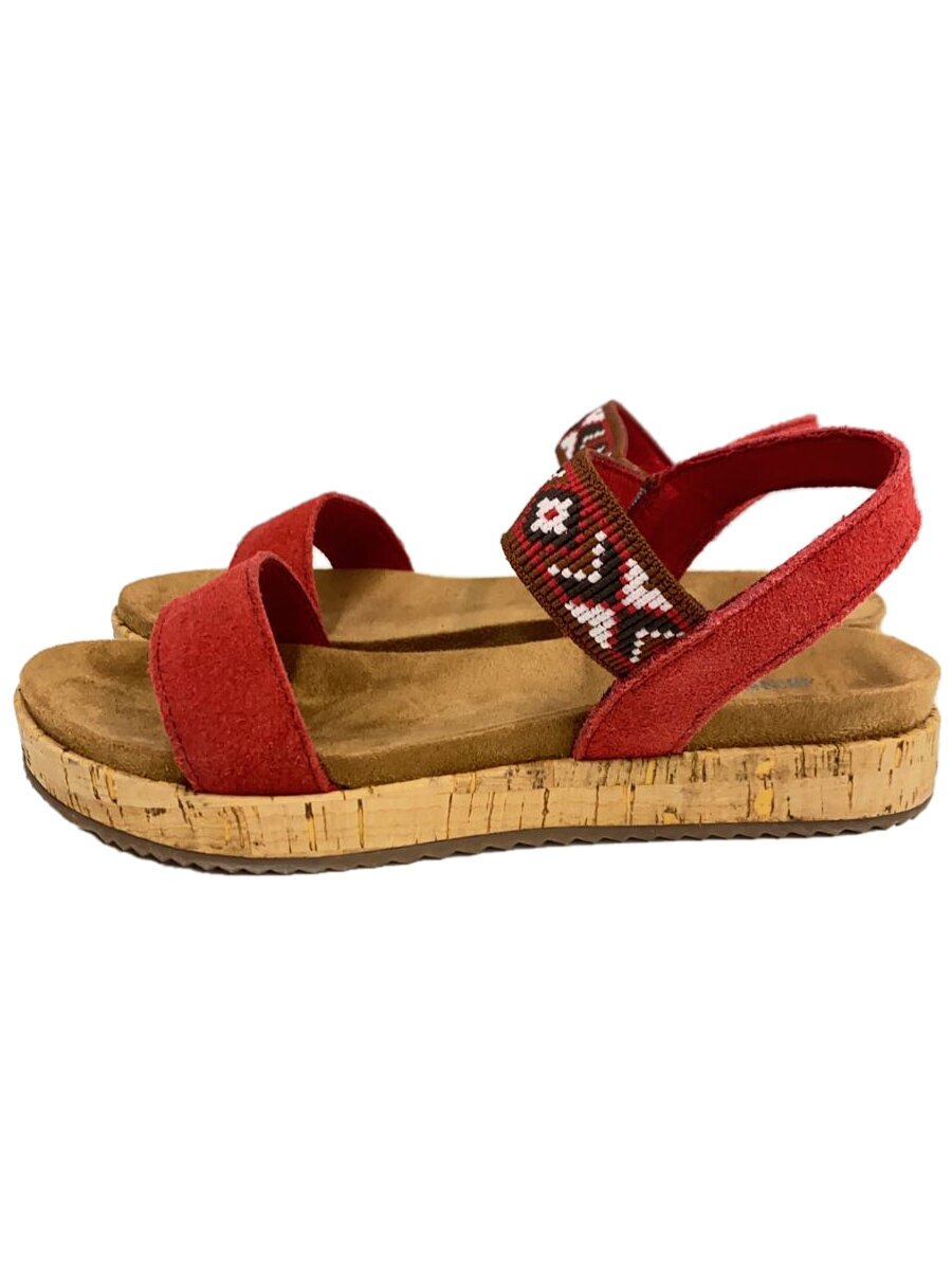 【中古】MINNETONKA◆サンダル/23cm/RED/スウェード/799848【シューズ】