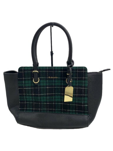 【中古】&chouette◆ハンドバッグ/レザー/GRN/チェック【バッグ】 【中古】&chouette◆ハンドバッグ/レザー/GRN/チェック【バッグ】