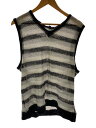 【中古】STUSSY◆STRIPED SWEATER VEST/モヘヤミックスニットベスト/M/アクリル/GRY/117173【メンズウェア】