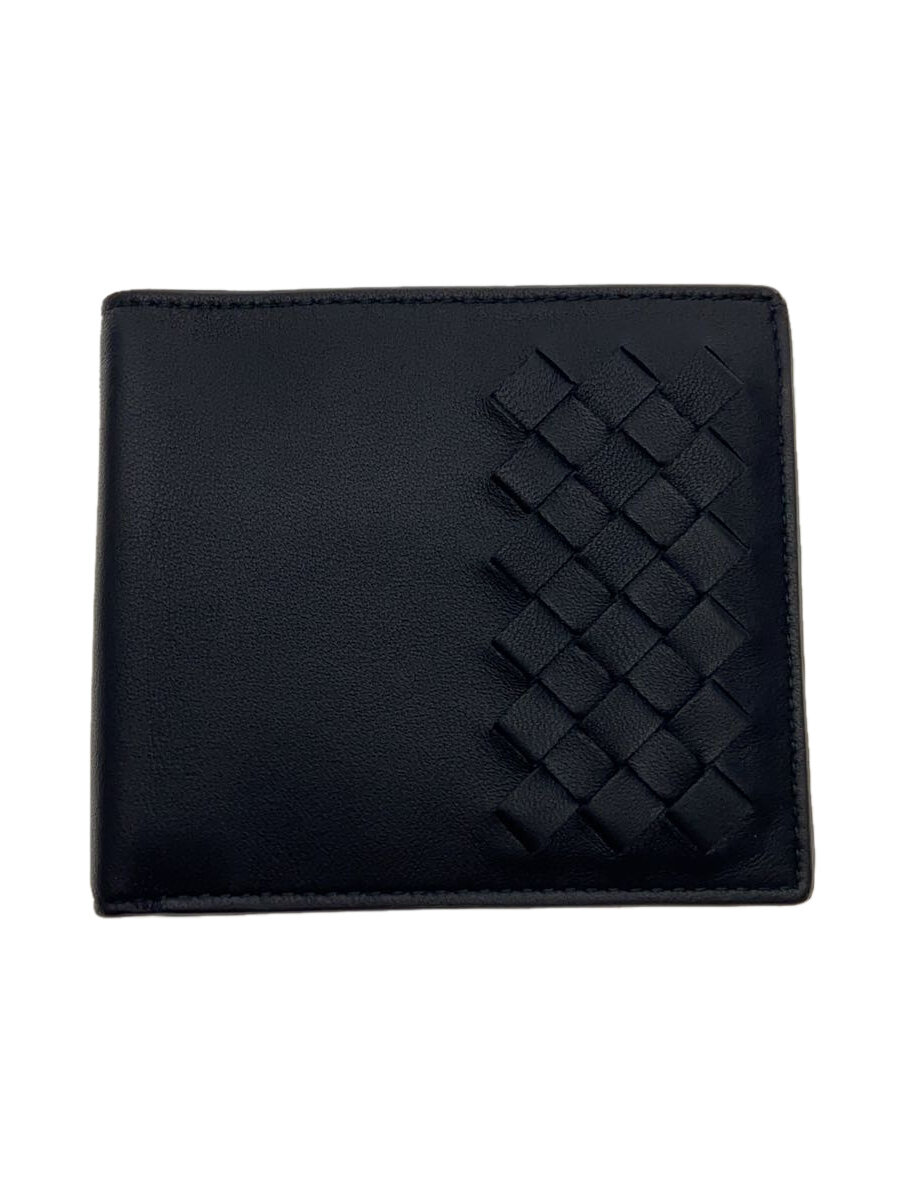 【中古】BOTTEGA VENETA◆2つ折り財布/レザー/BLK/メンズ【服飾雑貨他】