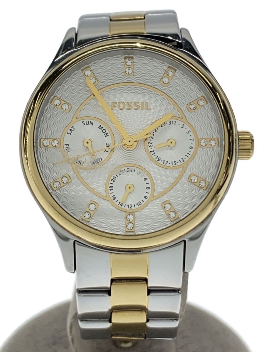 FOSSIL - 【中古】FOSSIL◆クォーツ腕時計/アナログ/WHT/BQ1564【服飾雑貨他】