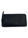 【中古】LOUIS VUITTON◆ジッピー・ウォレット_モノグラム・アンプラント_BLK/牛革/BLK/メンズ【服飾雑貨他】