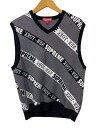 【中古】Supreme◆Stripe Sweater Vest/ニットベスト(薄手)/M/コットン/GRY/総柄【メンズウェア】
