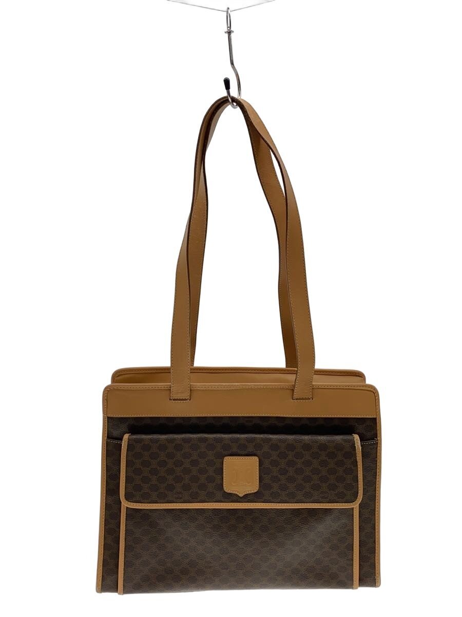 【中古】CELINE◆マカダム柄トートバッグ/PVC/ブラウン【バッグ】