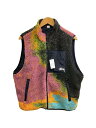 【中古】STUSSY◆フリースベスト/M/ポリエステル/マルチカラー/総柄【メンズウェア】