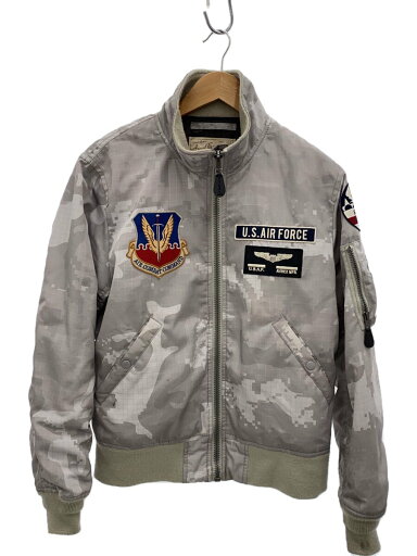 【中古】AVIREX◆フライトジャケット/L/コットン/SLV/総柄/6172140【メンズウェア】 【中古】AVIREX◆フライトジャケット/L/コットン/SLV/総柄/6172140【メンズウェア】