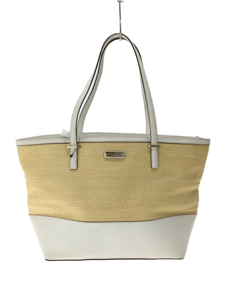 【中古】kate spade new york◆トートバッグ/--/WHT【バッグ】