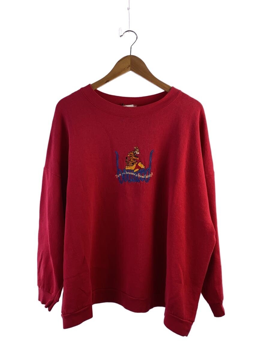 Disney VINTAGE◆90s/USA製/POOH/bounced/スウェット/コットン/RED