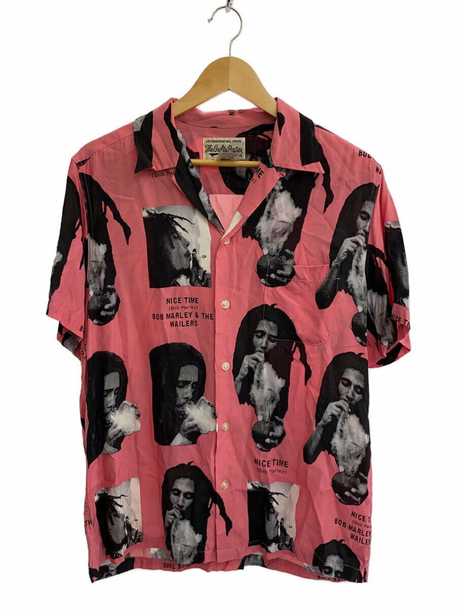 【中古】WACKO MARIA◆アロハシャツ/M/レーヨン/PNK/総柄/BOB MARLEY【メンズウェア】