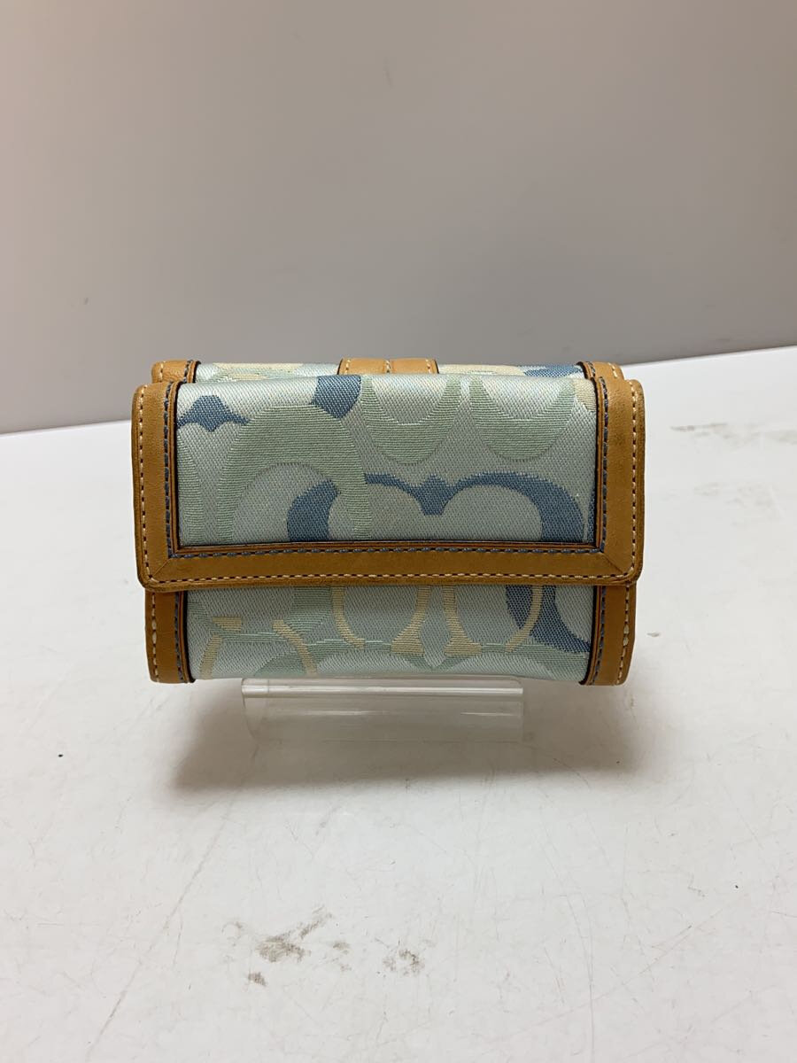 【中古】COACH◆3つ折り財布/キャンバス/BLU/総柄/レディース【服飾雑貨他】