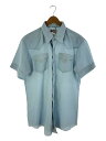 【中古】H BAR C◆70s/ウエスタンシャツ/USA製/半袖シャツ/17/--/BLU/ギンガムCK【メンズウェア】