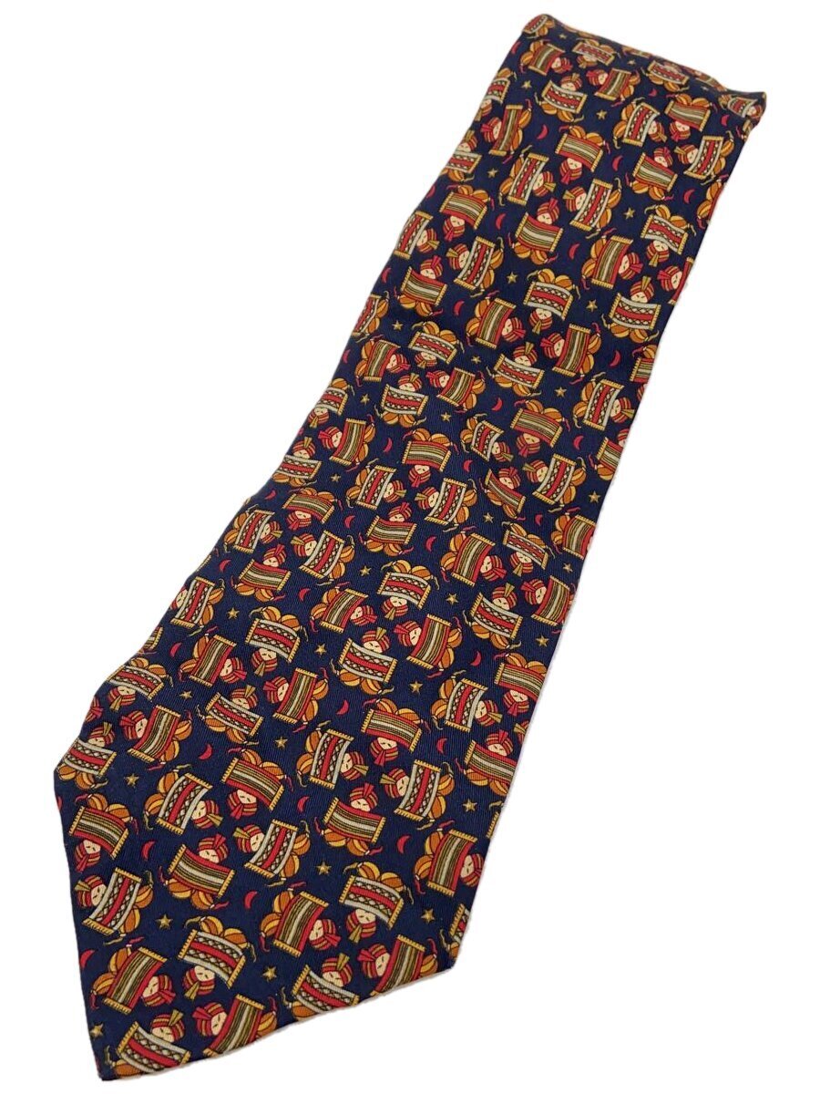 【中古】Salvatore Ferragamo◆ネクタイ/シルク/NVY/総柄/メンズ//【服飾雑貨他】