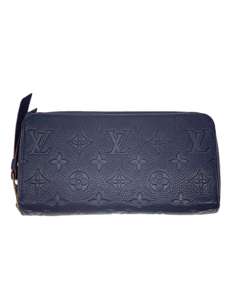 【中古】LOUIS VUITTON◆ジッピー・ウォレット_モノグラム・アンプラント_NVY/牛革/NVY/総柄/レディース【服飾雑貨他】