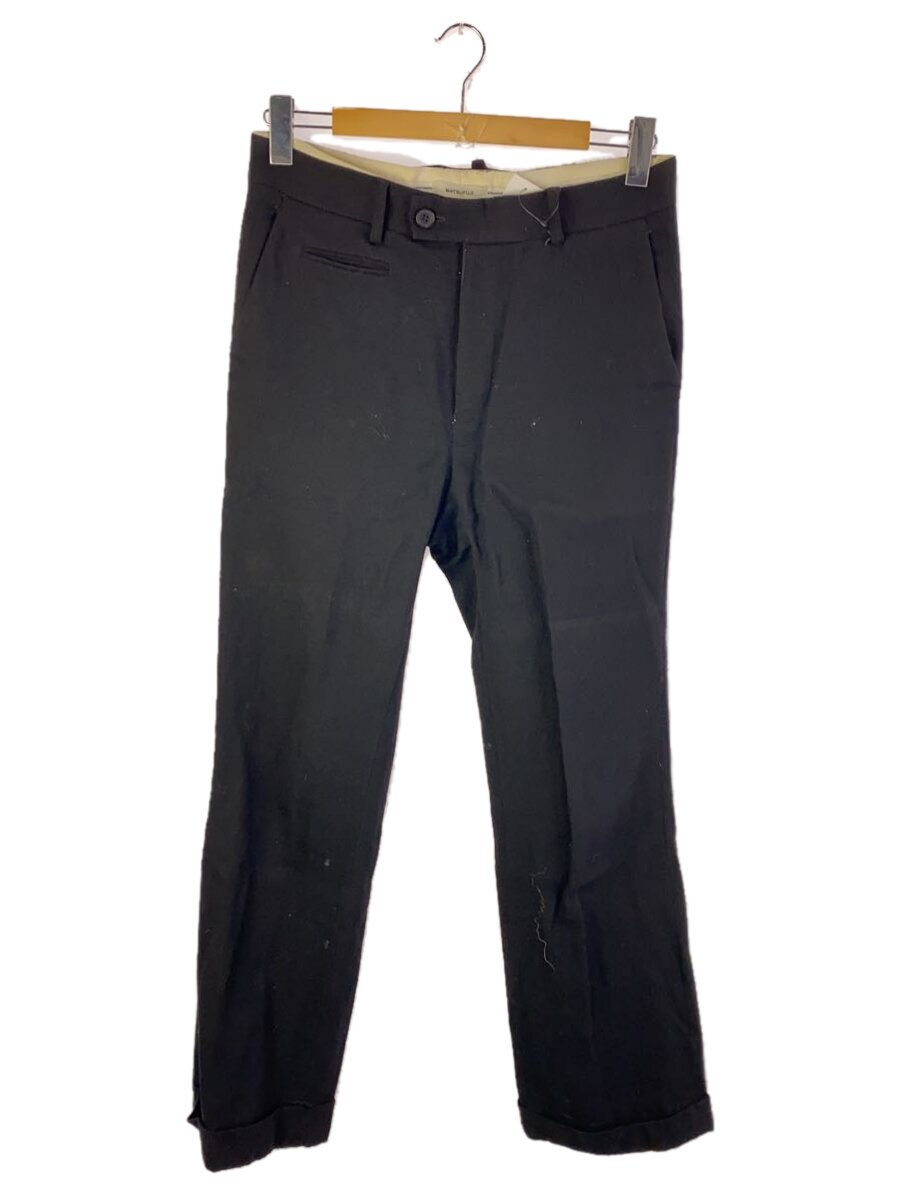 【中古】MATSUFUJI◆Wool Semi-flare Trousers/3/ウール/ブラック/M213-0401【メンズウェア】