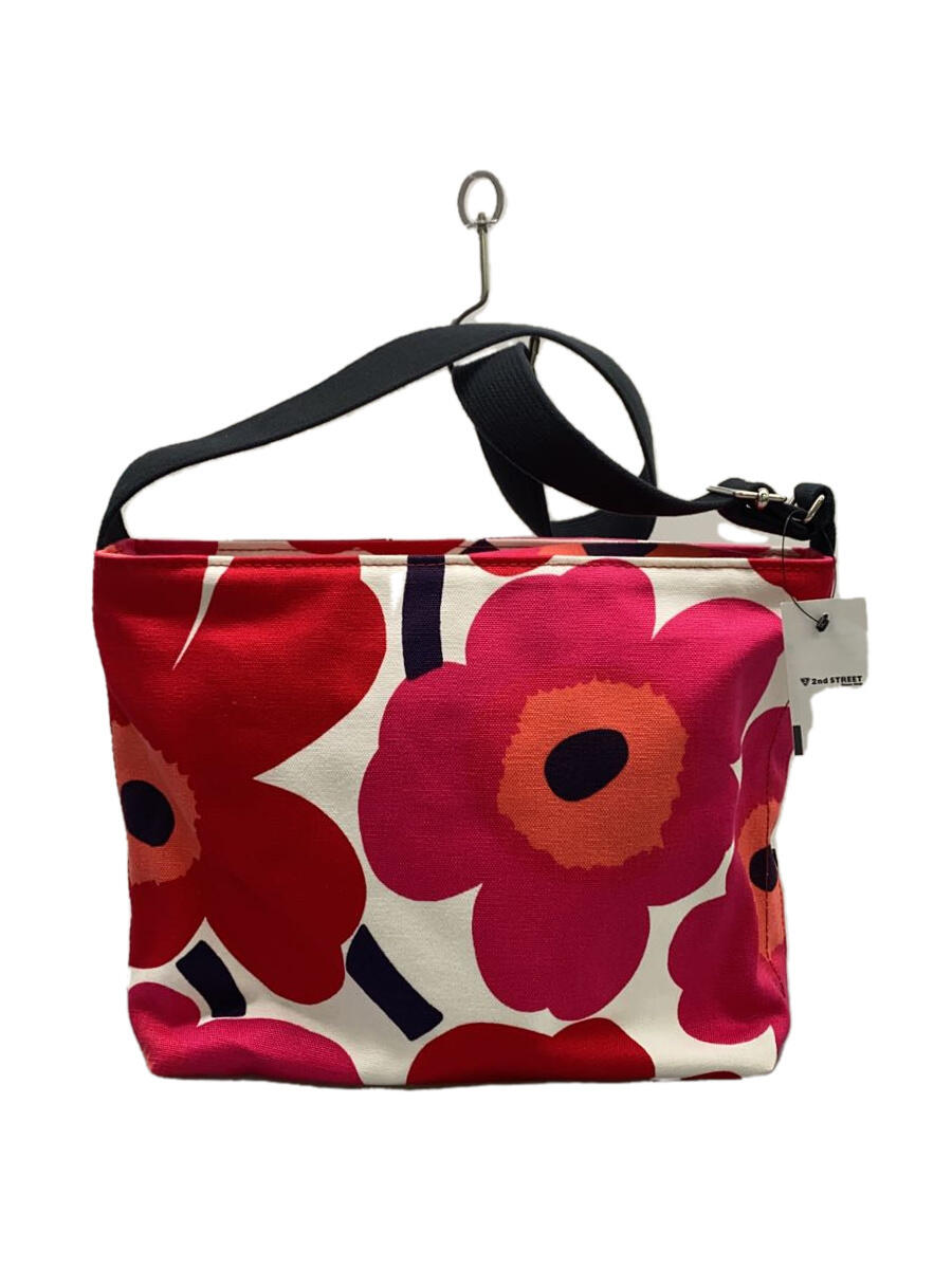 【中古】marimekko◆バッグ/--/RED/花柄【バッグ】