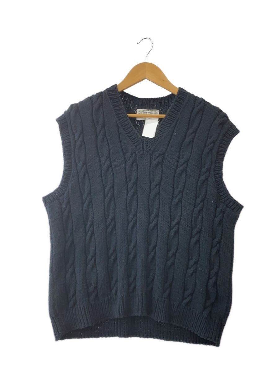 【中古】INVERALLAN◆ニットベスト(厚手)/--/コットン/BLK/使用感考慮【メンズウェア】