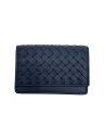 【中古】BOTTEGA VENETA◆カードケース/レザー/NVY/無地/メンズ【服飾雑貨他】