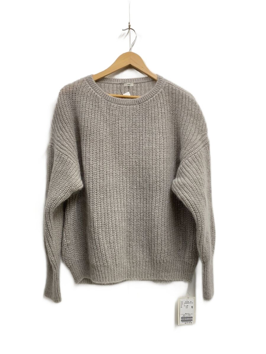【中古】IENA◆19AW/モヘヤ混ボートネックワイドプルオーバー/ニット・セーター(薄手)/FREE/モヘア/GRY【メンズウェア】