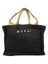 【中古】MARNI◆イーストウエスト/ラフィア/2WAY/カゴバッグ/--/BLK/角スレ・内側汚れ有【バッグ】
