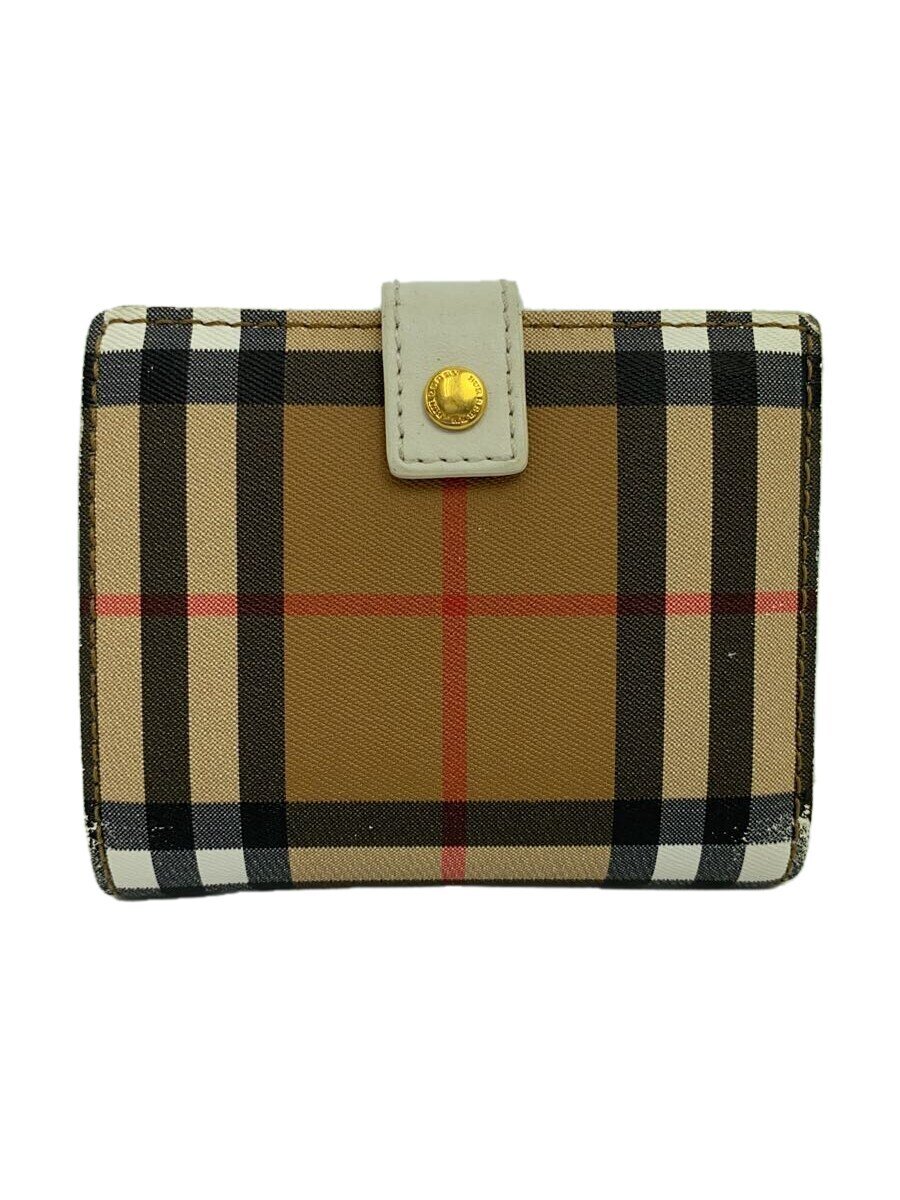 【中古】BURBERRY◆2つ折り財布/キャメル/チェック/レディース【服飾雑貨他】
