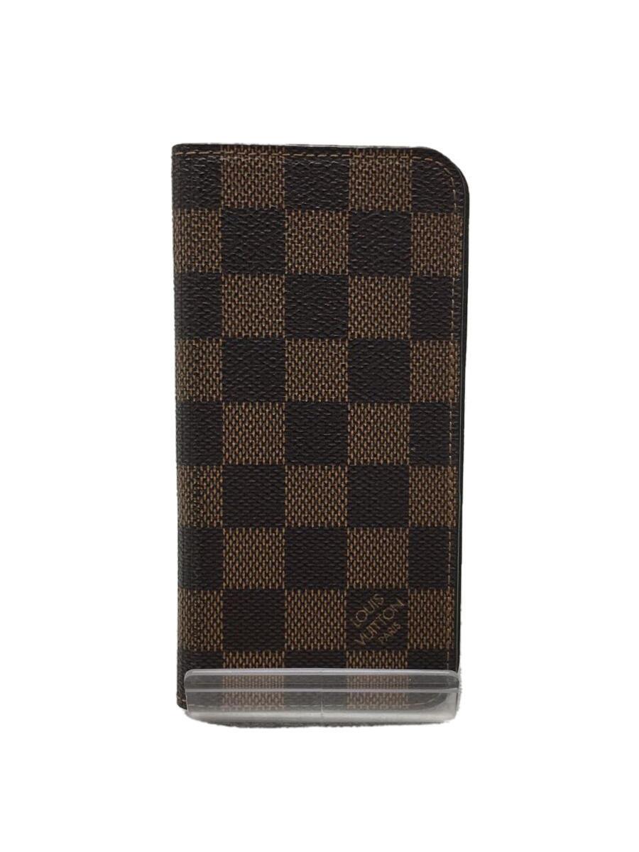 【中古】LOUIS VUITTON◆N61256/GalaxyS6・フォリオ_ダミエ・エベヌ_BRW/PVC/BRW【服飾雑貨他】