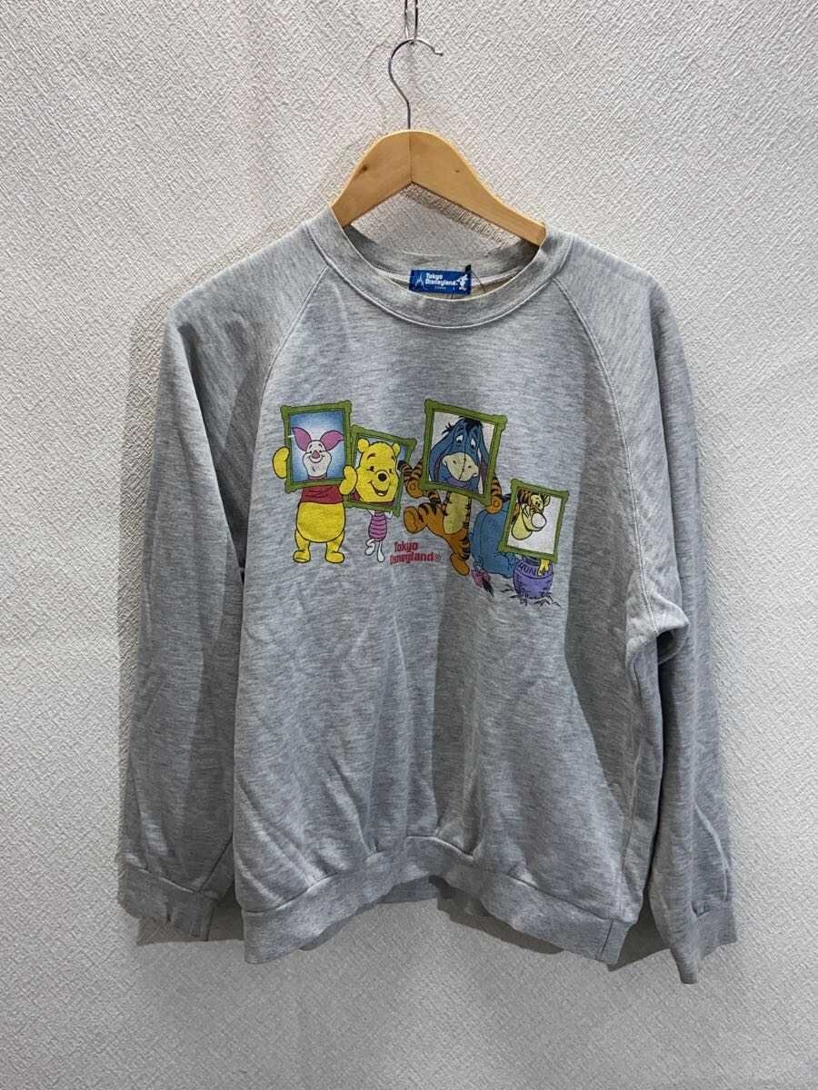 Disney VINTAGE◆スウェット/L/コットン/GRY/プリント/90s/くまのプーさん/TOKYO DISNEY LAND