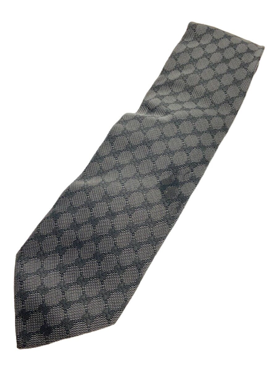 【中古】GUCCI◆ネクタイ/--/GRY/総柄/メンズ【服飾雑貨他】