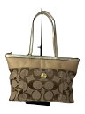 【中古】COACH◆トートバッグ_シグネチャー/キャンバス/BEG【バッグ】