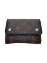 【中古】LOUIS VUITTON◆ポルト・フォイユ・コンパクト_モノグラム・マカサー_BRW/PVC/BRW/メンズ【服飾雑貨他】