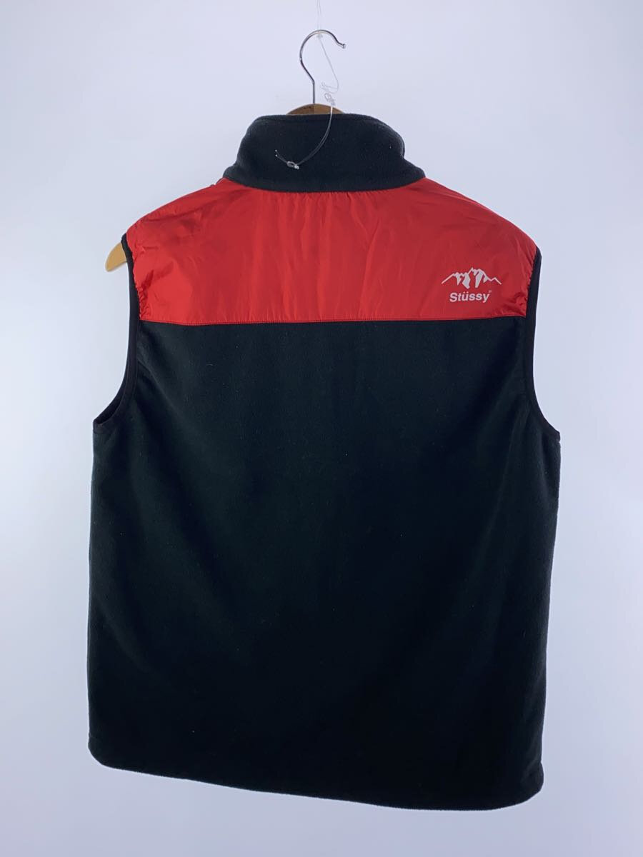 【中古】STUSSY◆フリースベスト/M/ポリエステル/BLK【メンズウェア】