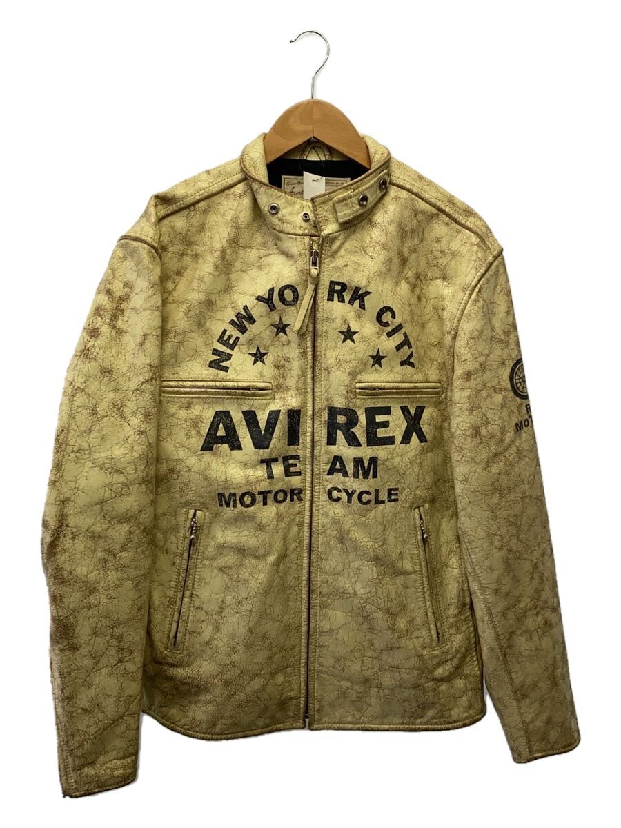 【中古】AVIREX◆シングルライダースジャケット/--/羊革/WHT/6151121【メンズウェア】