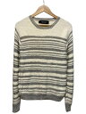 【中古】TAAKK◆ニット・セーター(厚手)/FREE/コットン/WHT/ボーダー/TA14SS-KN008【メンズウェア】