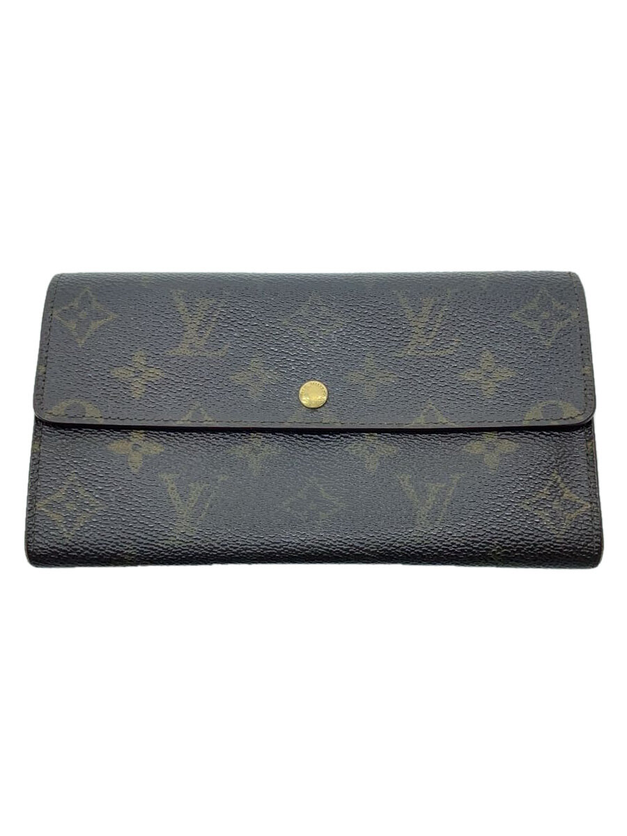 【中古】LOUIS VUITTON◆1)ポシェット・ポルト・モネ・クレディ_モノグラム・キャンバス_BRW/レザー/BRW/モノグラム/メンス【服飾雑貨他】