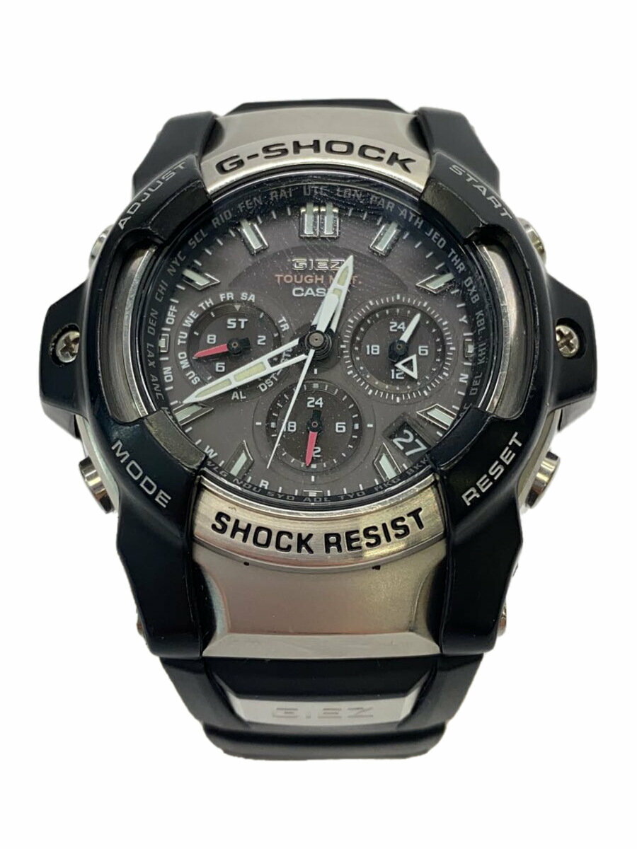 【中古】CASIO◆ソーラー腕時計・G-SHOCK/アナログ/ラバー/BLK/BLK【服飾雑貨他】