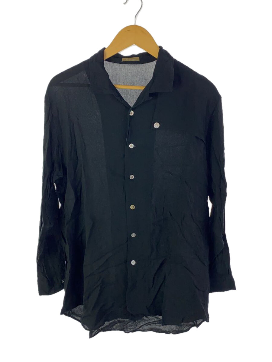 【中古】Y’s for men◆90s/Archive/オープンカラー/ガンパッチ/長袖シャツ/--/レーヨン/BLK/MO-T52-026【メンズウェア】